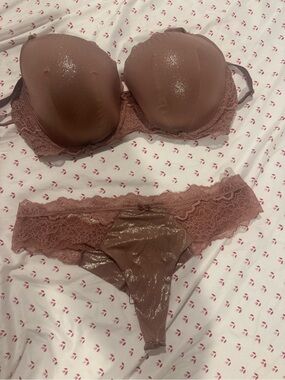 Victorias Secret Dream Angels Demi nude shimmery bra/panty set